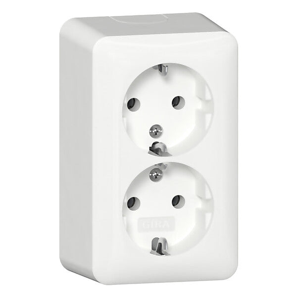 Gira 2fSCHUKO-Steckd.+Montagep. AP Reinweiß 478013
